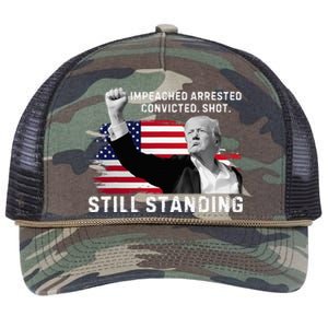 Impeached Arrested Convicted Shot Still Standing Retro Rope Trucker Hat Cap