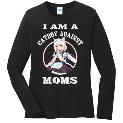 I'm A Cat Against Moms Funny Anime Otaku Japanese Ladies Long Sleeve Shirt