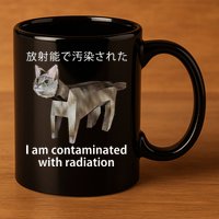 I Am Contaminated With Radiation Japanese Cat Meme Gift 11oz C Handle Ceramic Mug