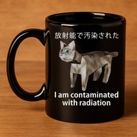 I Am Contaminated With Radiation Japanese Cat Meme Gift 11oz C Handle Ceramic Mug