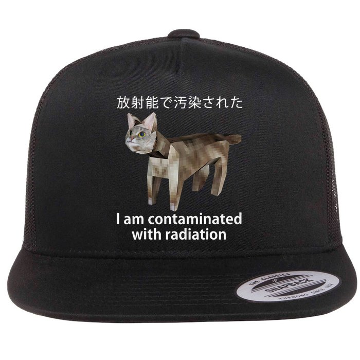 I Am Contaminated With Radiation Japanese Cat Meme Gift Flat Bill Trucker Hat