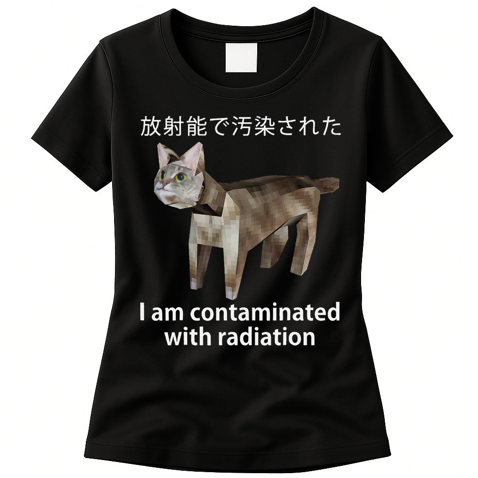 I Am Contaminated With Radiation Japanese Cat Meme Gift Womens T-Shirt
