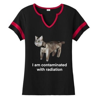 I Am Contaminated Funny Cat Meme Ladies Halftime Notch Neck Tee