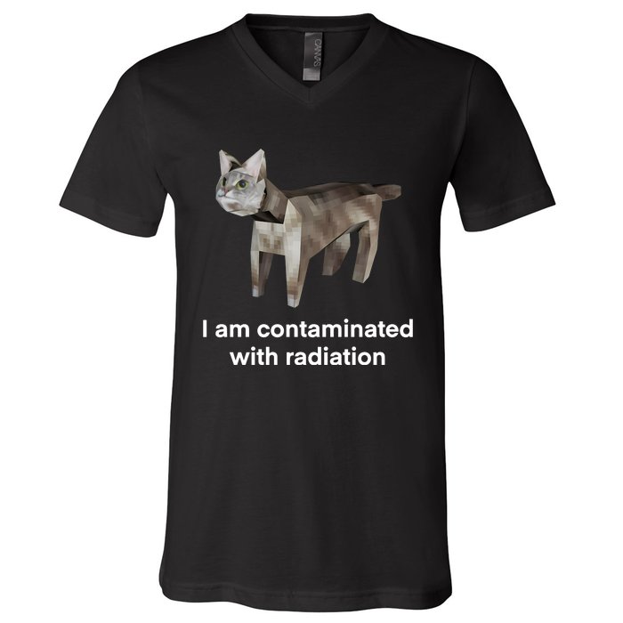 I Am Contaminated Funny Cat Meme V-Neck T-Shirt