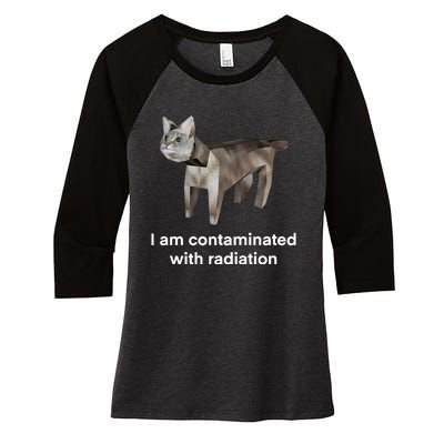 I Am Contaminated Funny Cat Meme Women's Tri-Blend 3/4-Sleeve Raglan Shirt