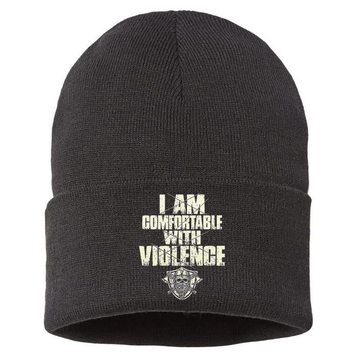 I Am Comfortable With Violence Sustainable Knit Beanie