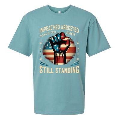 Impeached Arrested Convicted Shot Still Standing Graphic Sueded Cloud Jersey T-Shirt