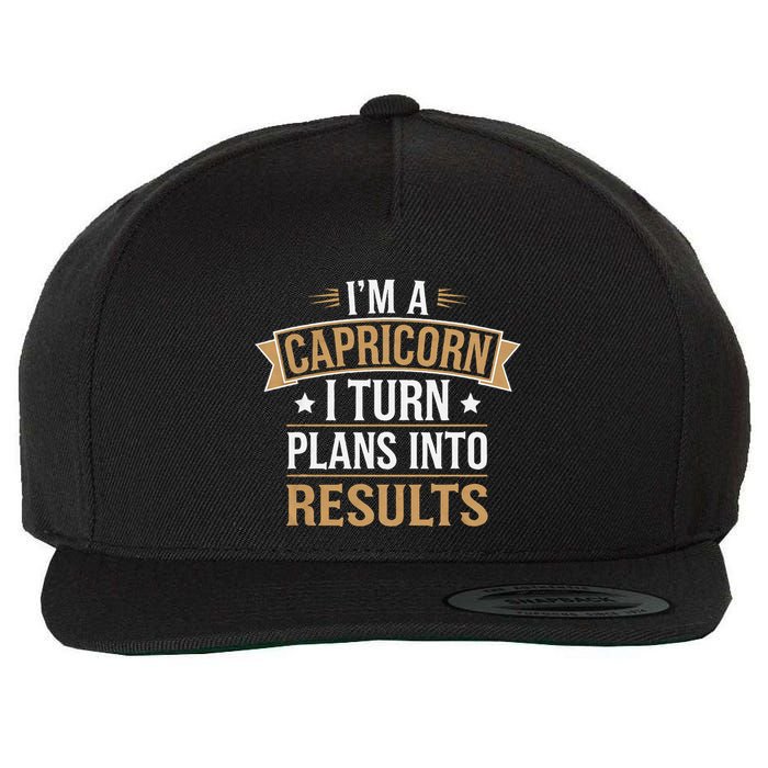 IM A Capricorn I Turn Plans Into Results Wool Snapback Cap