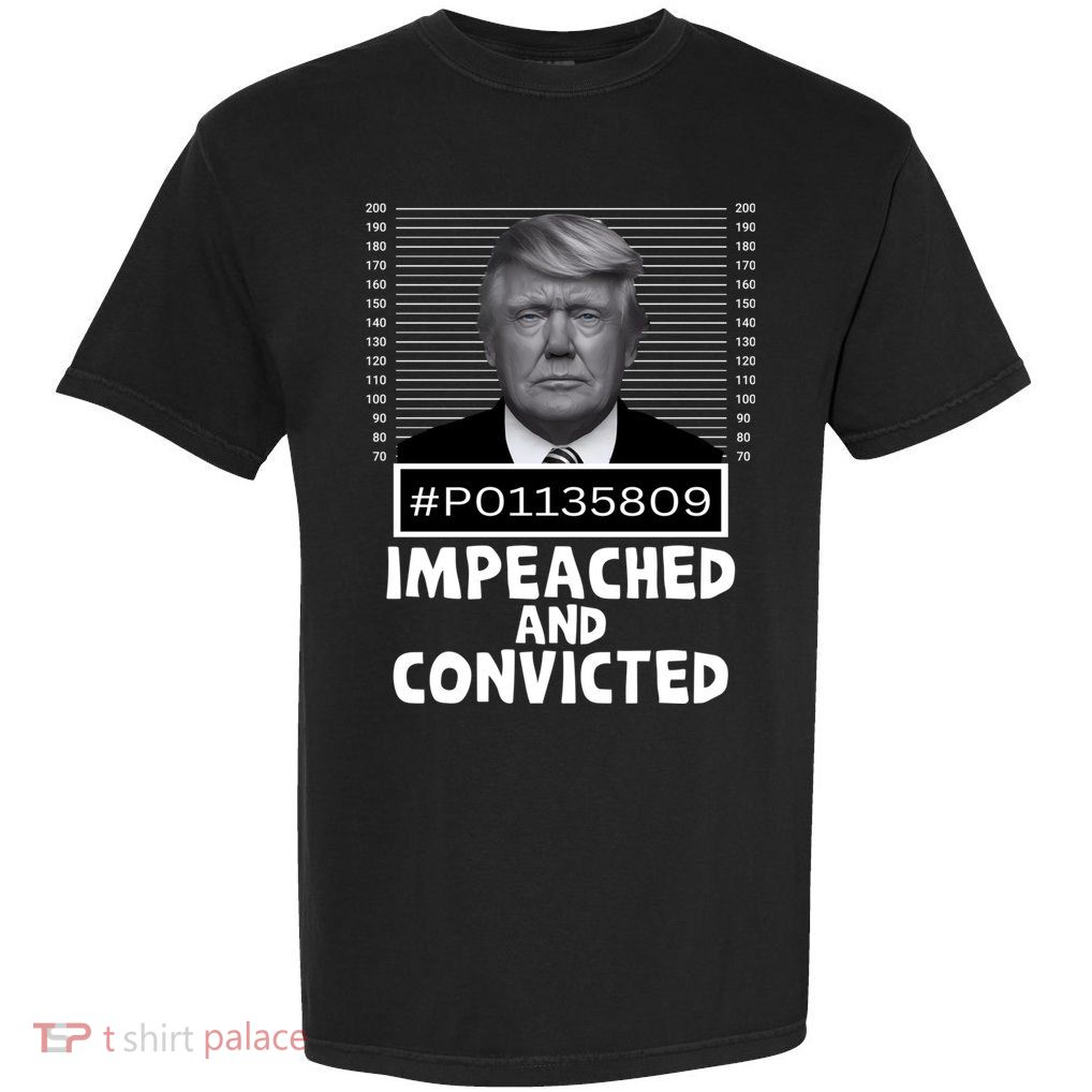 Impeached And Convicted Felon 45 Funny Anti Trump Mugshot Garment-Dyed Heavyweight T-Shirt
