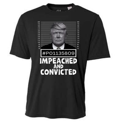 Impeached And Convicted Felon 45 Funny Anti Trump Mugshot Cooling Performance Crew T-Shirt