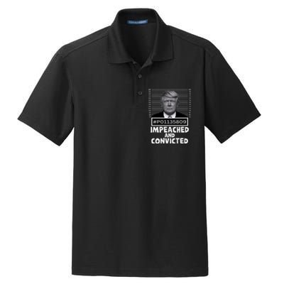 Impeached And Convicted Felon 45 Funny Anti Trump Mugshot Dry Zone Grid Polo