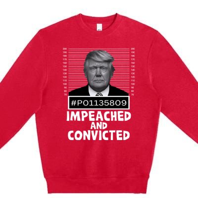 Impeached And Convicted Felon 45 Funny Anti Trump Mugshot Premium Crewneck Sweatshirt