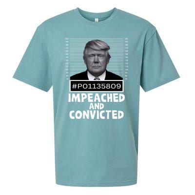 Impeached And Convicted Felon 45 Funny Anti Trump Mugshot Sueded Cloud Jersey T-Shirt