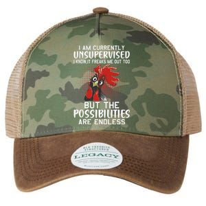 I Am Currently Unsupervised Funny Sayings Legacy Tie Dye Trucker Hat