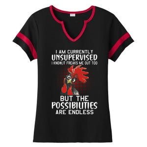 I Am Currently Unsupervised Funny Sayings Ladies Halftime Notch Neck Tee