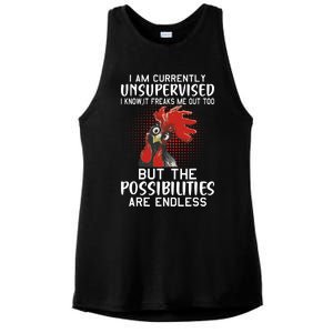 I Am Currently Unsupervised Funny Sayings Ladies PosiCharge Tri-Blend Wicking Tank