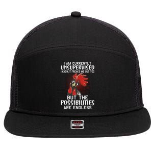 I Am Currently Unsupervised Funny Sayings 7 Panel Mesh Trucker Snapback Hat