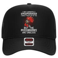 I Am Currently Unsupervised Funny Sayings High Crown Mesh Back Trucker Hat