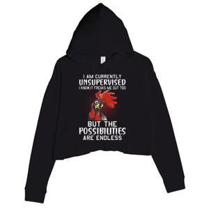 I Am Currently Unsupervised Funny Sayings Crop Fleece Hoodie