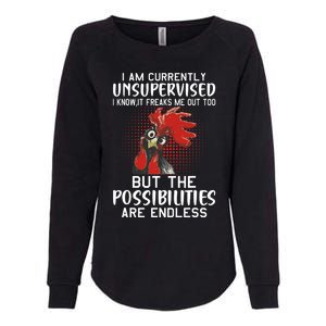 I Am Currently Unsupervised Funny Sayings Womens California Wash Sweatshirt