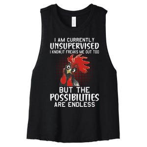 I Am Currently Unsupervised Funny Sayings Women's Racerback Cropped Tank