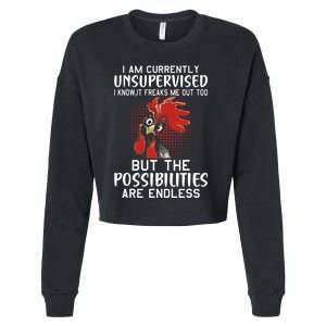 I Am Currently Unsupervised Funny Sayings Cropped Pullover Crew