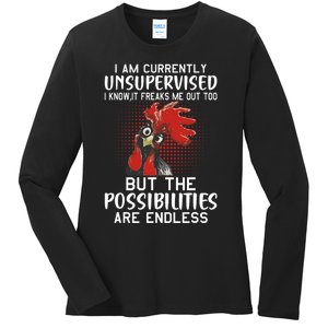 I Am Currently Unsupervised Funny Sayings Ladies Long Sleeve Shirt