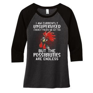 I Am Currently Unsupervised Funny Sayings Women's Tri-Blend 3/4-Sleeve Raglan Shirt