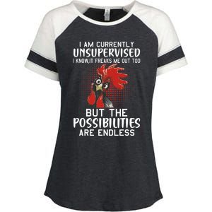 I Am Currently Unsupervised Funny Sayings Enza Ladies Jersey Colorblock Tee