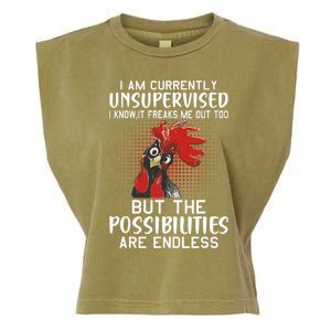 I Am Currently Unsupervised Funny Sayings Garment-Dyed Women's Muscle Tee