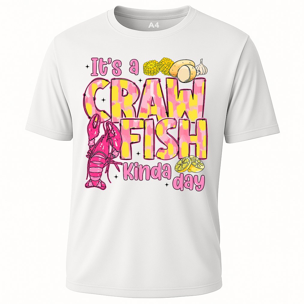 It's A CrawFish Kinda Day Crawfish Funny Louisiana Seafood Cooling Performance Crew T-Shirt