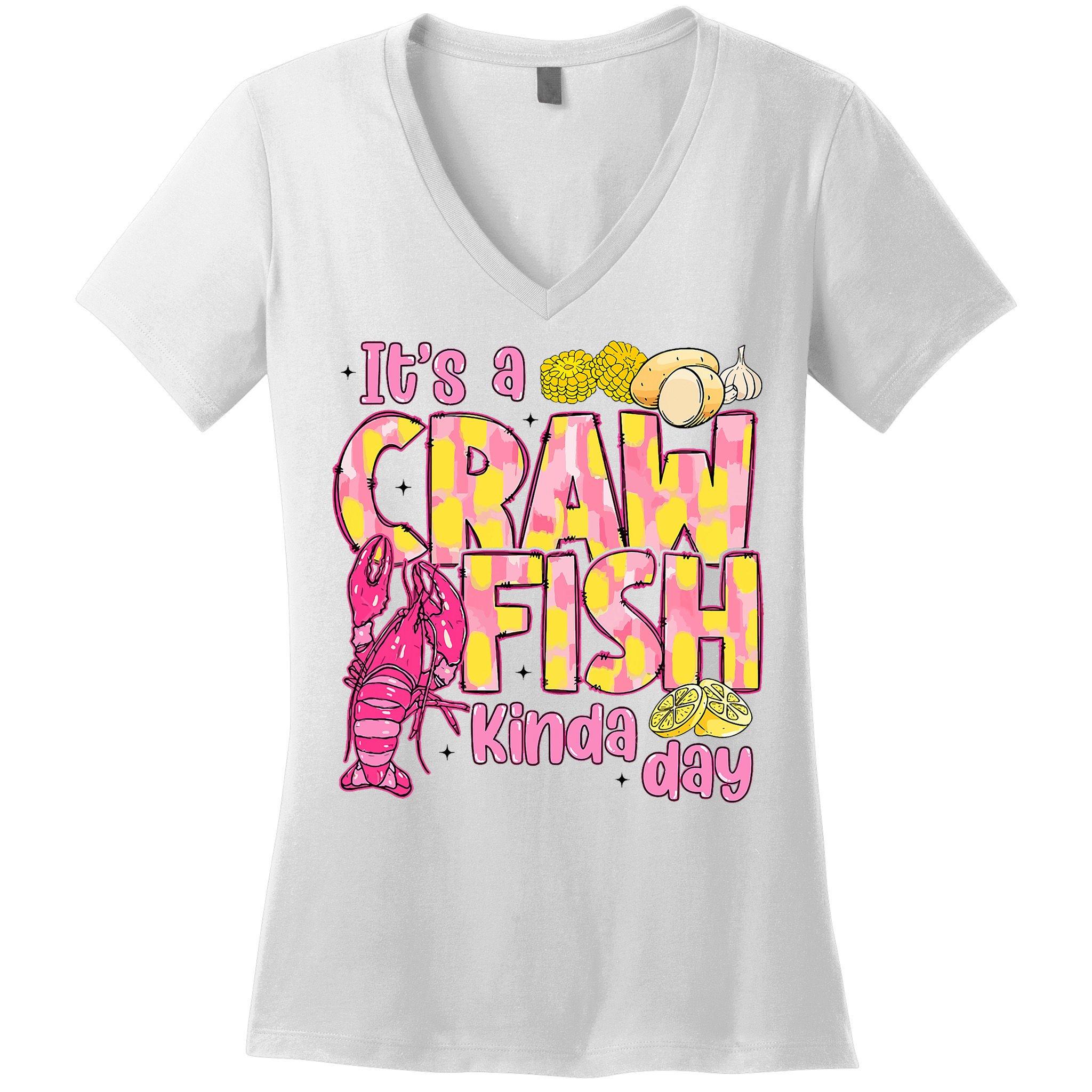 It's A CrawFish Kinda Day Crawfish Funny Louisiana Seafood Women's V-Neck T-Shirt