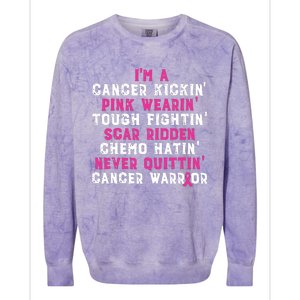 Im A Cancer Kickin Pink Wearin Tough Fightin Colorblast Crewneck Sweatshirt