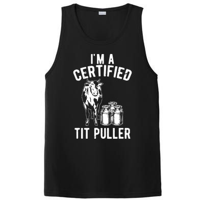 Im A Certified Tit Puller Funny Dairy Cow Farmer Gift PosiCharge Competitor Tank