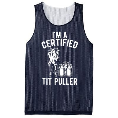 Im A Certified Tit Puller Funny Dairy Cow Farmer Gift Mesh Reversible Basketball Jersey Tank