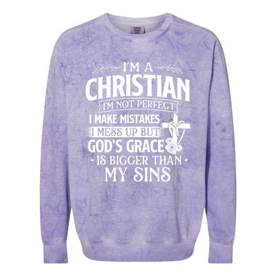 IM A Christian IM Not Perfect I Make Mistakes Religious Colorblast Crewneck Sweatshirt