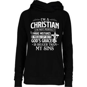 IM A Christian IM Not Perfect I Make Mistakes Religious Womens Funnel Neck Pullover Hood