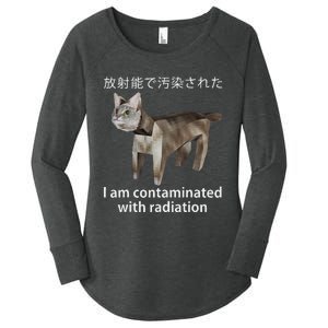 I Am Contaminated With Radiation Japanese Cat Meme Women's Perfect Tri Tunic Long Sleeve Shirt