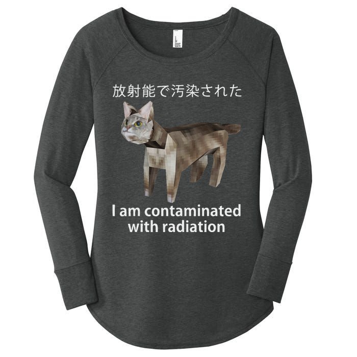 I Am Contaminated With Radiation Japanese Cat Meme Women's Perfect Tri Tunic Long Sleeve Shirt