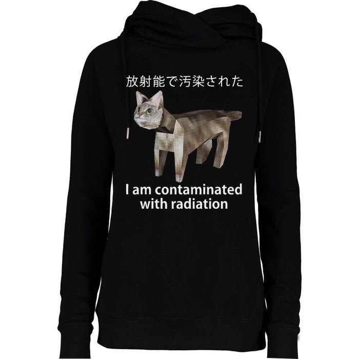 I Am Contaminated With Radiation Japanese Cat Meme Womens Funnel Neck Pullover Hood