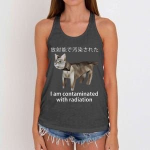 I Am Contaminated With Radiation Japanese Cat Meme Women's Knotted Racerback Tank