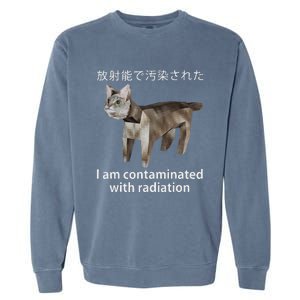 I Am Contaminated With Radiation Japanese Cat Meme Garment-Dyed Sweatshirt