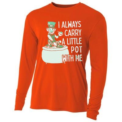 I Always Carry A Little Pot With Me Funny Saint Patricks Day Patty Cooling Performance Long Sleeve Crew