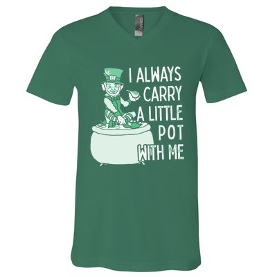 I Always Carry A Little Pot With Me Funny Saint Patricks Day Patty V-Neck T-Shirt