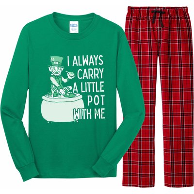 I Always Carry A Little Pot With Me Funny Saint Patricks Day Patty Long Sleeve Pajama Set