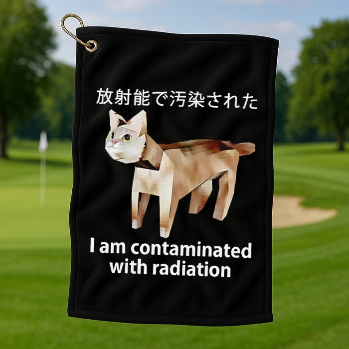 I Am Contaminated With Radiation Japanese Cat Golf Towel