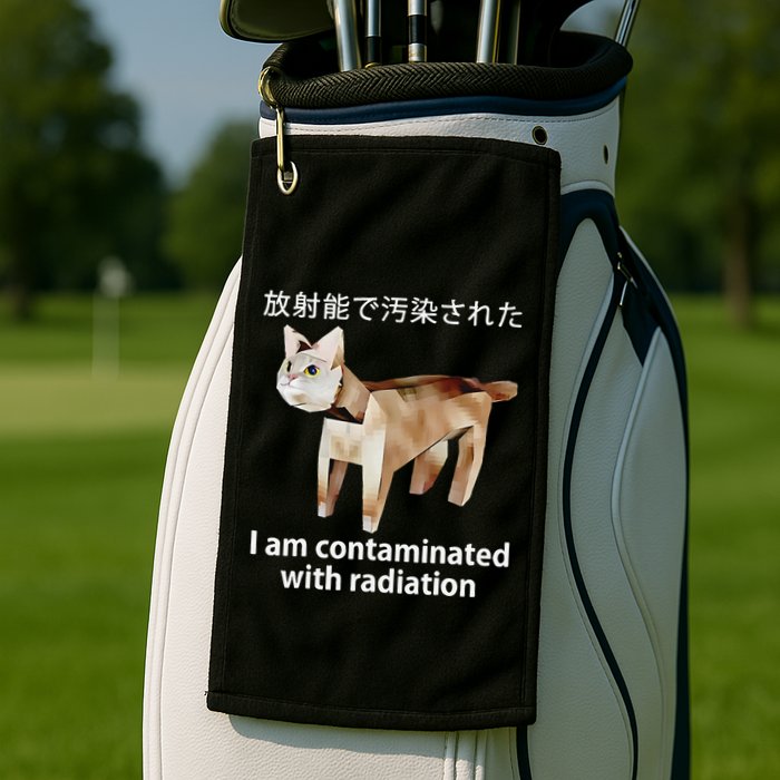 I Am Contaminated With Radiation Japanese Cat Golf Towel