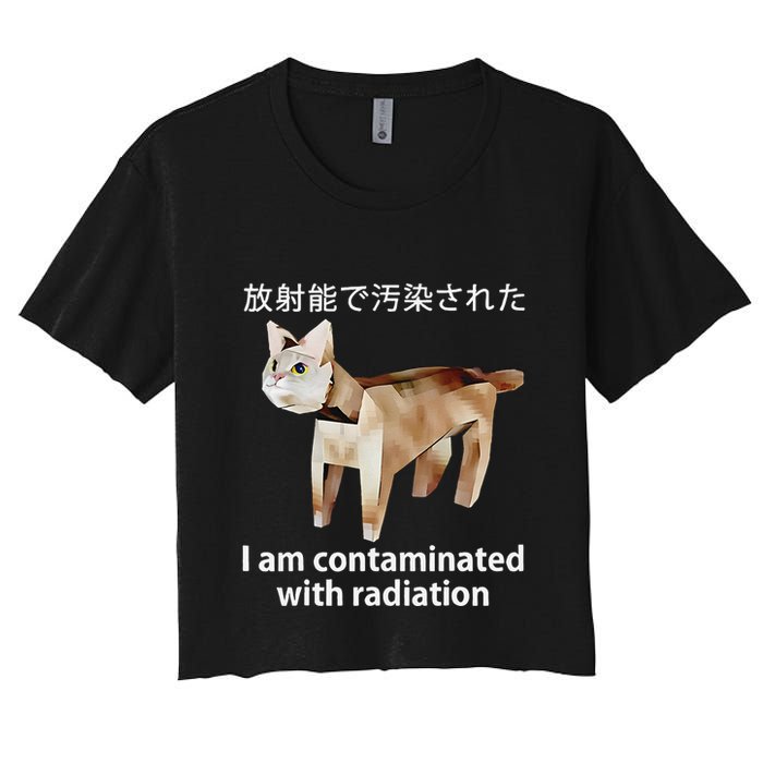 I Am Contaminated With Radiation Japanese Cat Women's Crop Top Tee
