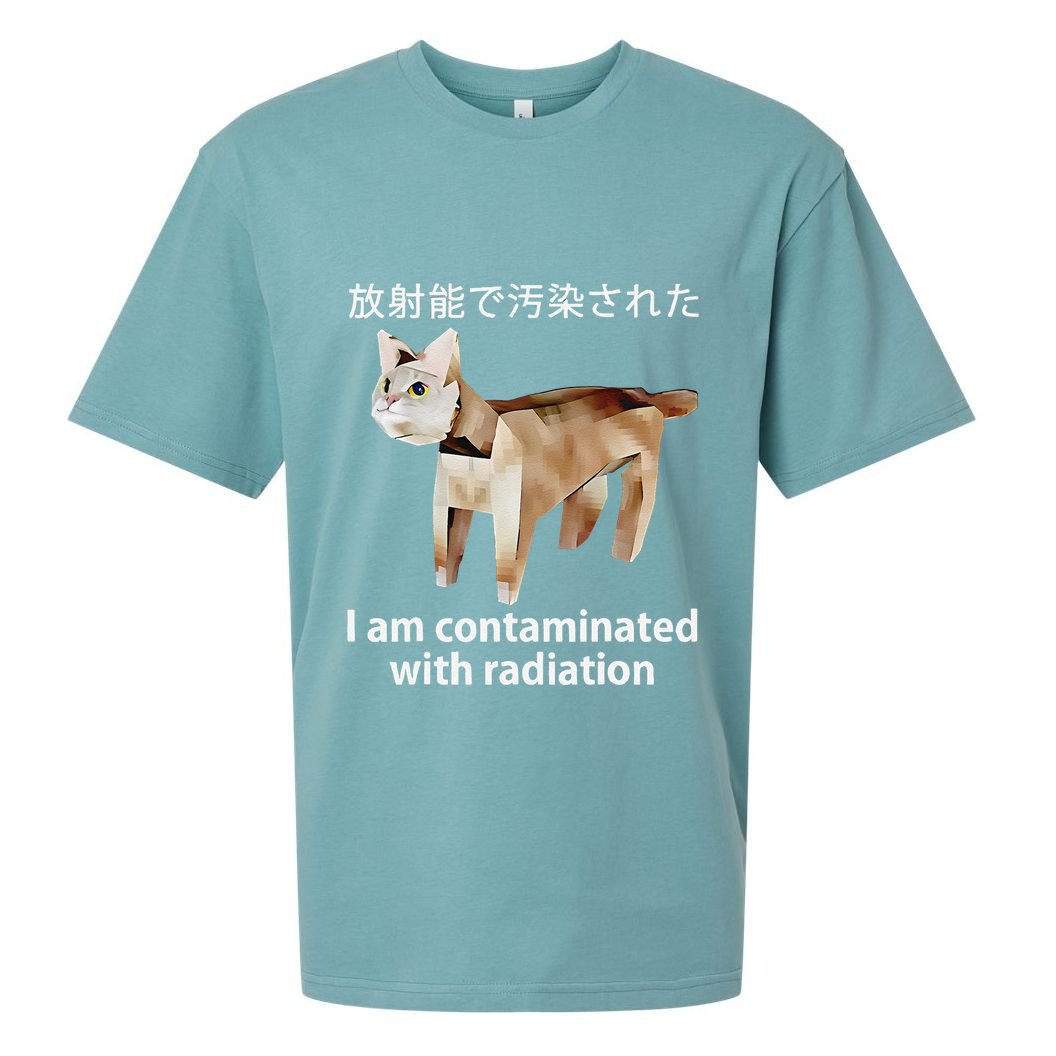 I Am Contaminated With Radiation Japanese Cat Sueded Cloud Jersey T-Shirt