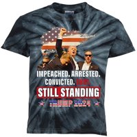 Impeached Arrested Convicted Shot Still Standing Trump 2024 Kids Tie-Dye T-Shirt